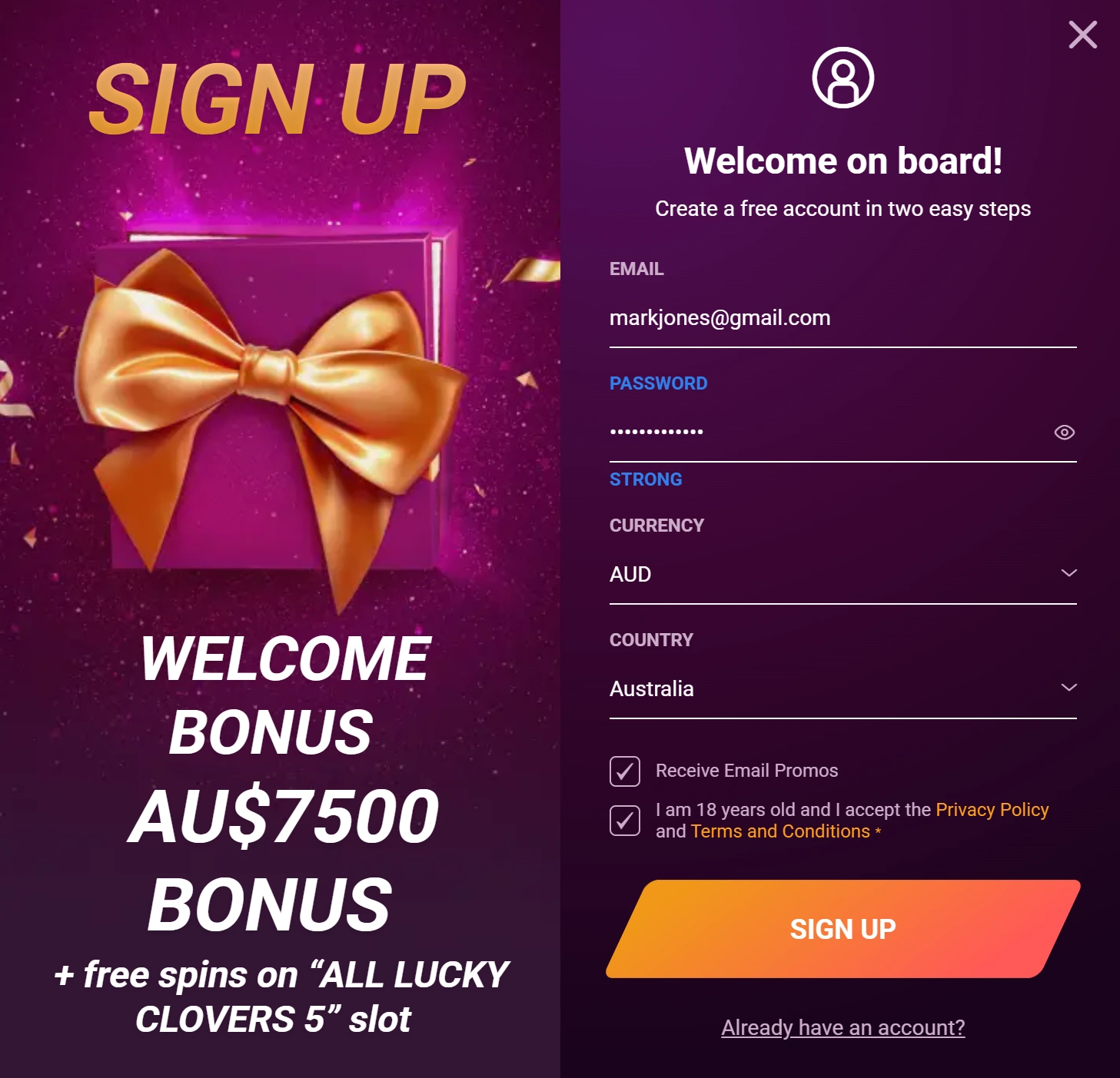Ricky Casino account registration process