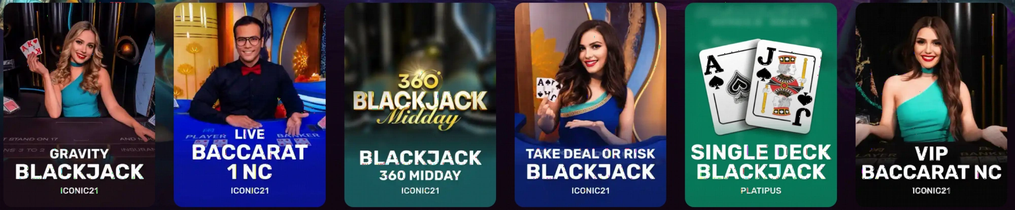 Table games including blackjack and baccarat at Ricky Casino